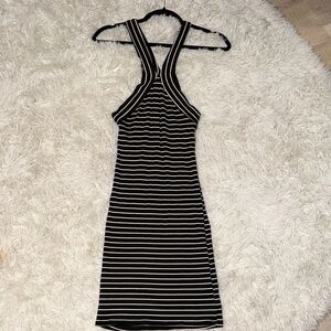 Striped Black and White Halter Dress